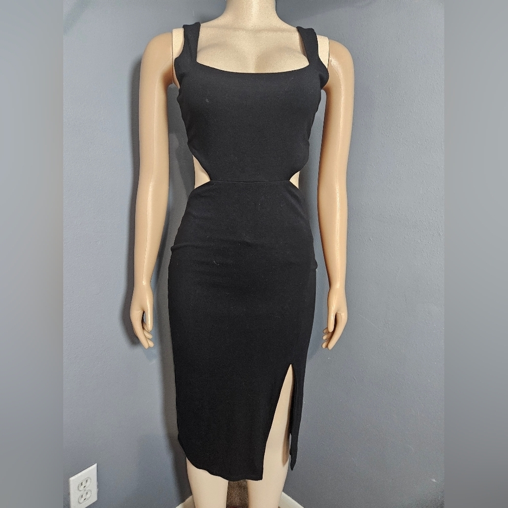Elegant Black Cut-Out Dress